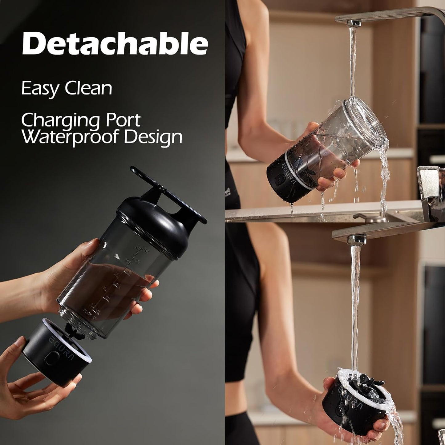 Electric Protein Shaker Bottle, 25.4 Oz Pulse Blender Bottles For Protein Mixes